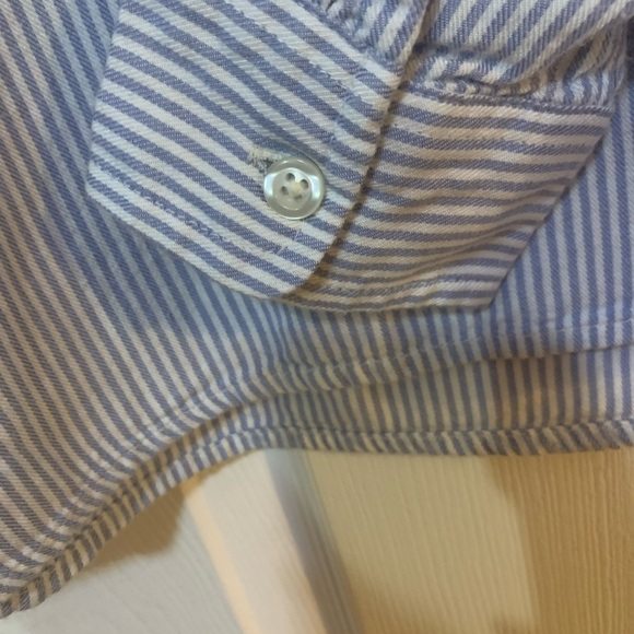 Gap Soft Blue & White Stripe Popover Blouse Size S - Picture 9 of 10